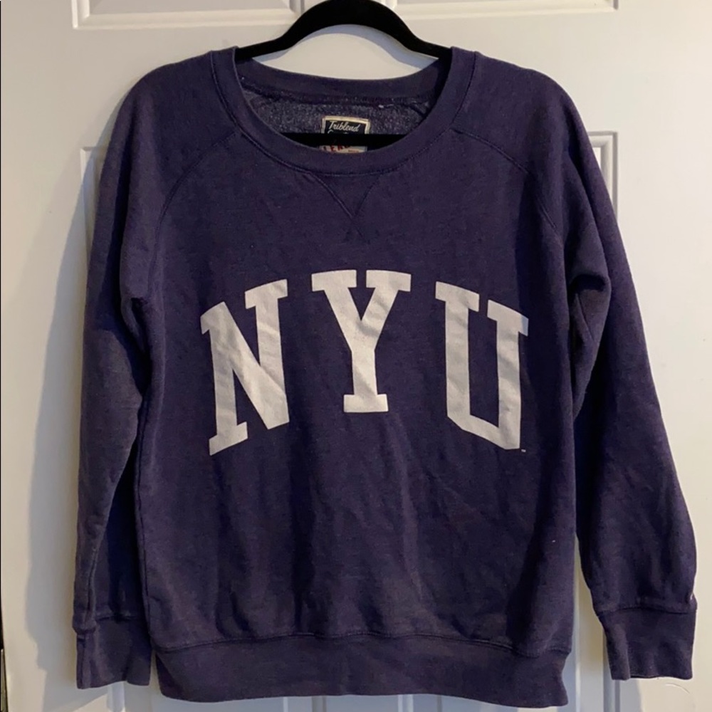 NYU college sweater, in a purple color size large